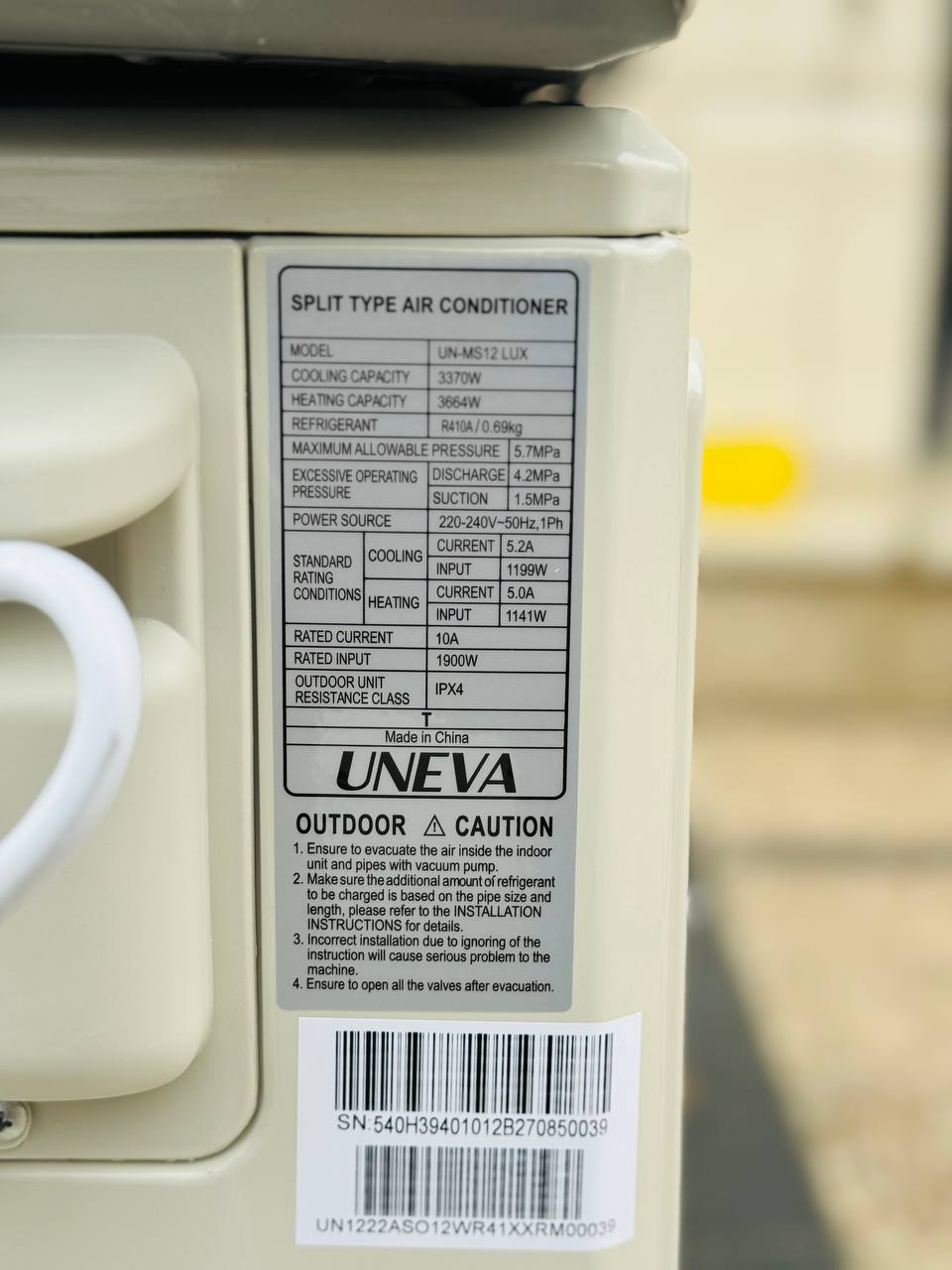 کولر گازی یونیوا UN-MS12 LUX